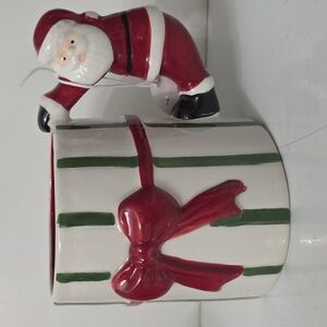 Holly & Moss Festive Santa Mug with Red Bow, NWT